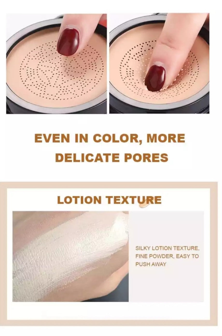 SUNISA Waterproof Mushroom Head Air Cushion Foundation – BB & CC Cream with Moisturizing Liquid Base and Sponge Applicator