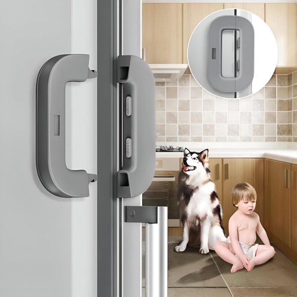 Child Safety Refrigerator Lock – Self-adhesive Fridge & Freezer Door Lock With Double Safety Button – Easy One-hand Use