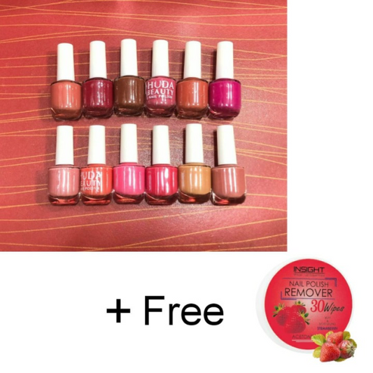 Huda Beauty Nude Nail Polish Set (6 Pcs Random Colors) With Free Nail Polish Remover – Smooth, Fade-resistant & Professional Manicure Kit
