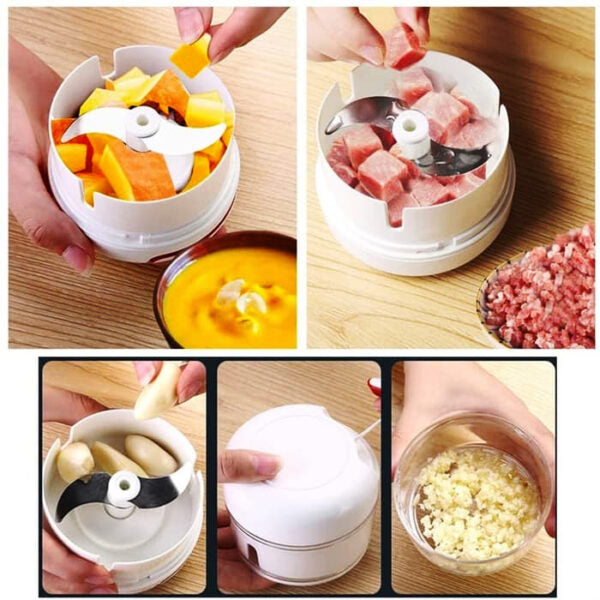Mini Food Chopper Powerful Meat Grinder Hand-power