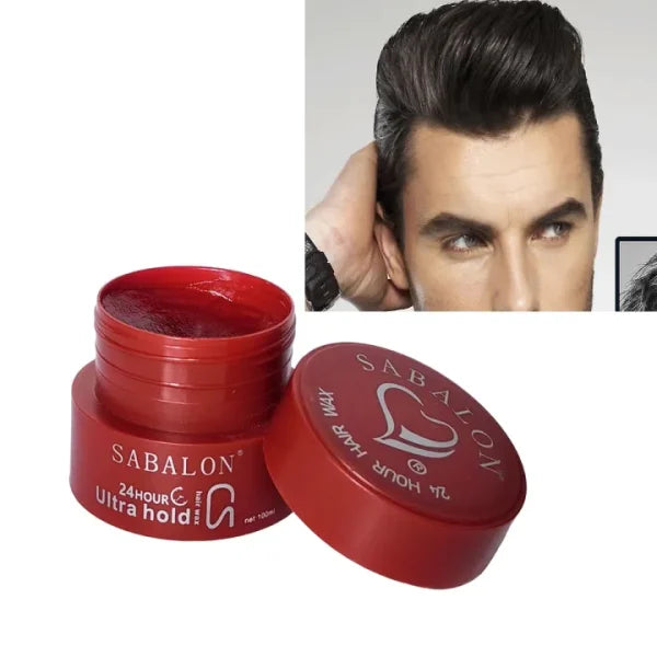 Sabalon Hair Wax 24 Hour Professional Styling System , Hair Styling Wax For Ultra Hold Sculpting 100ml Red