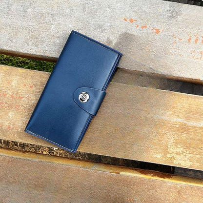 Tri-fold Pure Leather Long Wallet For Men