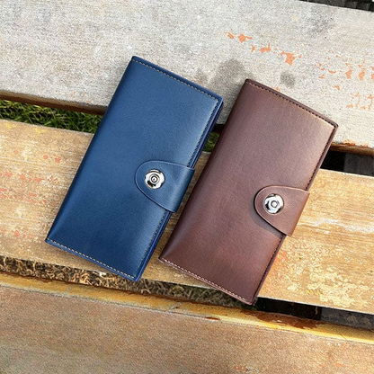 Tri-fold Pure Leather Long Wallet For Men