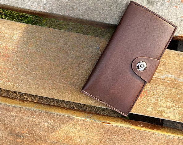 Tri-fold Pure Leather Long Wallet For Men