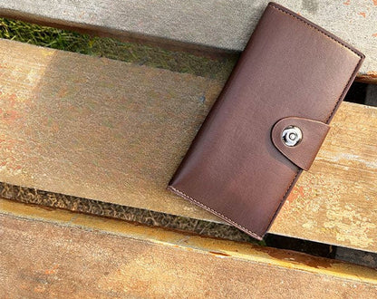 Tri-fold Pure Leather Long Wallet For Men